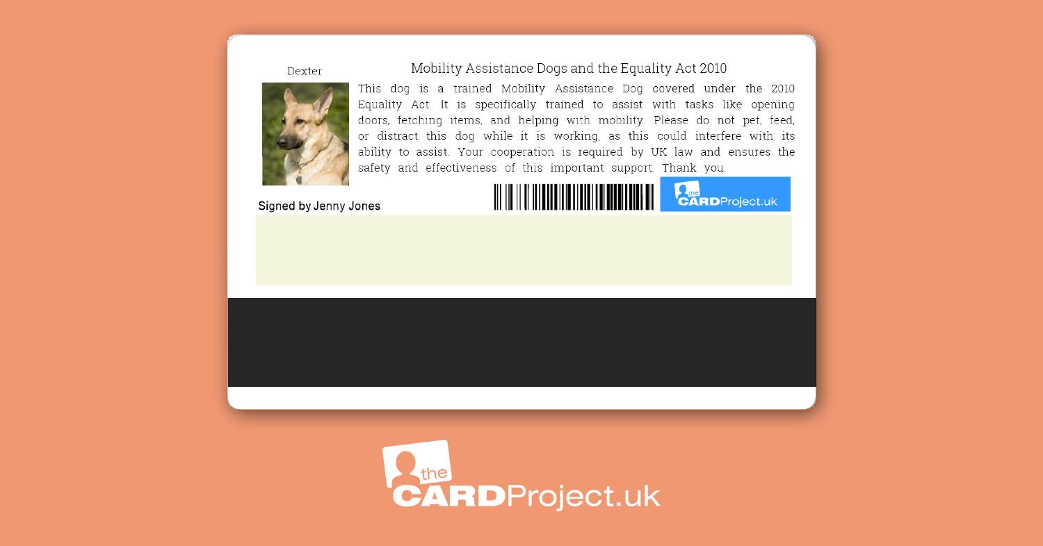 Mobility Assistance Dog ID Card  (REAR)